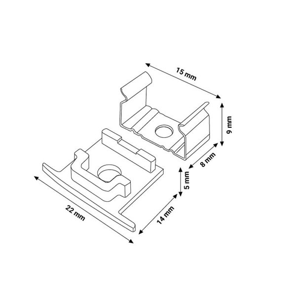 Pack 2 tapones y 2 grapas para perfil LM3711 (accesorios de montaje)