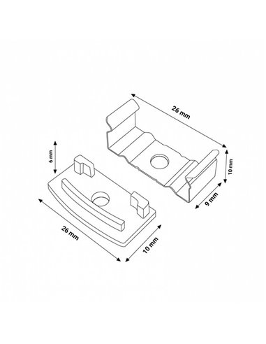 Conjunto com 2 buchas e 2 clipes para perfil LM3729 (acabamento e fixação)