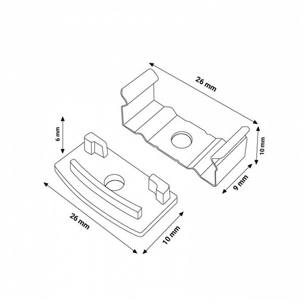 Lot de 2 bouchons et 2 clips pour profilé LM3729 (finition et fixation)