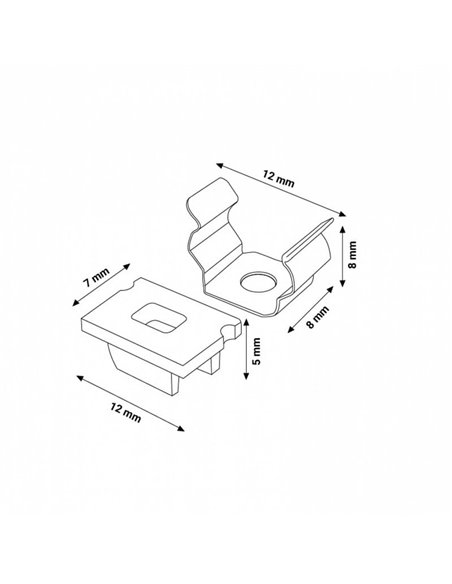 Pack 2 tapones y 2 grapas para perfil LM3733 (kit de montaje)