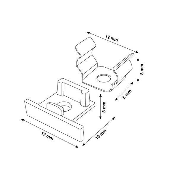 Pack 2 tapones y 2 grapas para perfil LM3745 (acabado profesional)