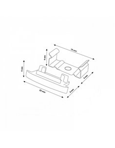 Conjunto com 2 buchas e 2 clipes para perfil LM3705 (acabamento e fixação) 2