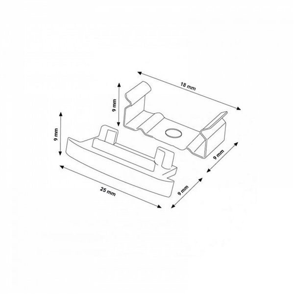Pack 2 tapones y 2 grapas para perfil LM3705 (remate y fijación)