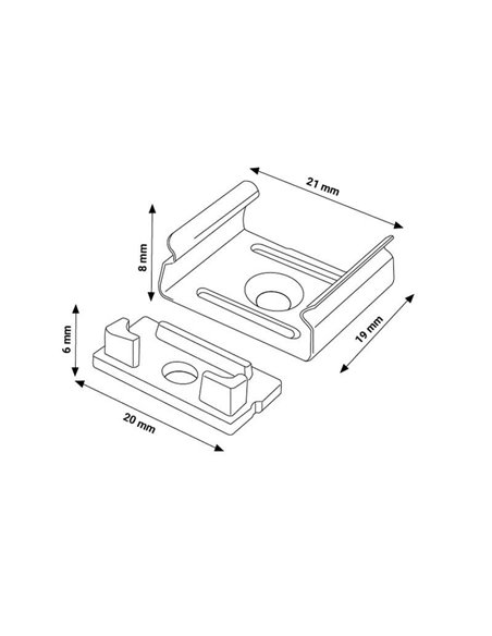 Conjunto com 2 buchas e 2 clipes para perfil LM3753 (acabamento profissional)