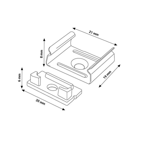 Pack 2 tapones y 2 grapas para perfil LM3753 (acabado profesional)