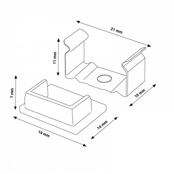 Pack 2 tapones y 2 grapas para perfil LM3727 (accesorios de montaje)