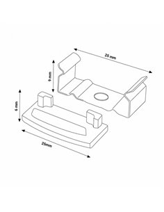 Pack 2 tapones y 2 grapas para perfil LM3716 (remate y fijación) 2