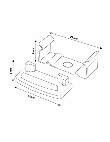 Lot de 2 bouchons et 2 clips pour profilé LM3716 (finition et fixation)