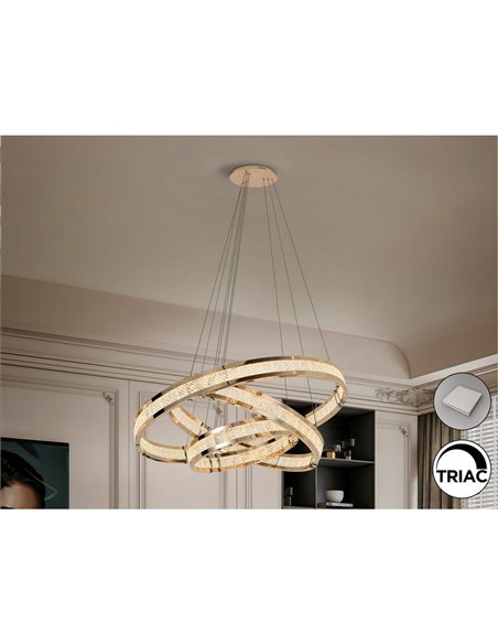 Lámpara de techo LORIAN 3 aros LED 79W 6300 lm dimable TRIAC 0-10V Oro