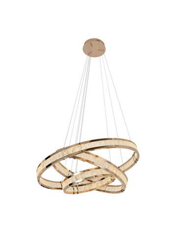 Plafonnier LORIAN à 3 anneaux LED 79 W 6300 lm, dimmable, TRIAC 0-10 V, couleur or