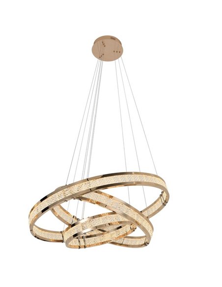 Plafonnier LORIAN à 3 anneaux LED 79 W 6300 lm, dimmable, TRIAC 0-10 V, couleur or