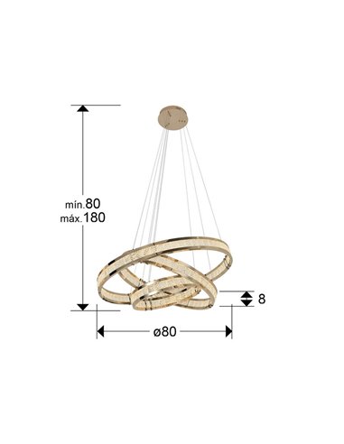 Lámpara de techo LORIAN 3 aros LED 79W 6300 lm dimable TRIAC 0-10V Oro