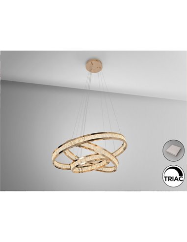 Lámpara de techo LORIAN 3 aros LED 79W 6300 lm dimable TRIAC 0-10V Oro