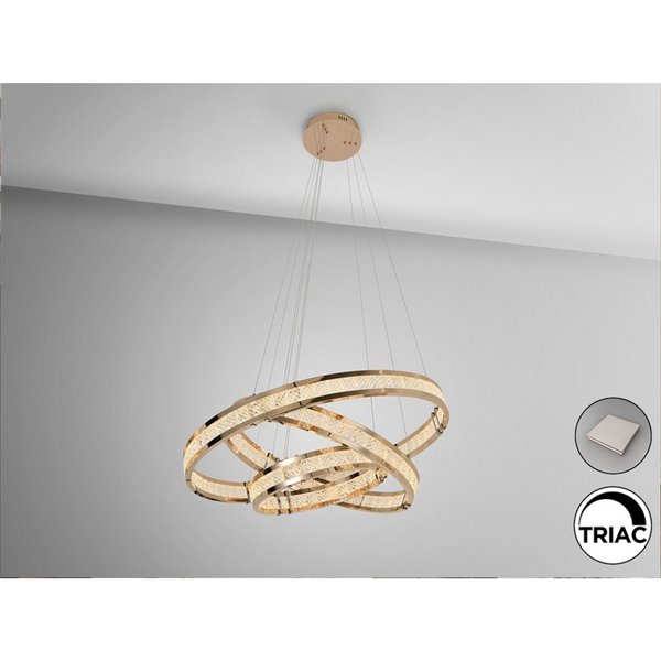 Lámpara de techo LORIAN 3 aros LED 79W 6300 lm dimable TRIAC 0-10V Oro