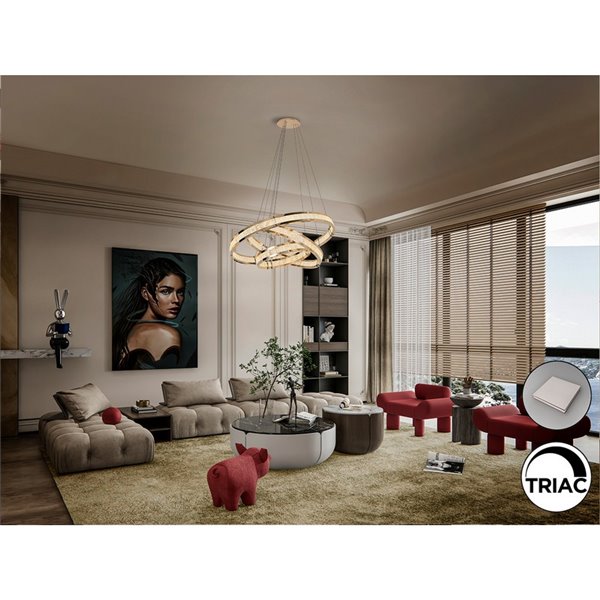 Lámpara de techo LORIAN 3 aros LED 79W 6300 lm dimable TRIAC 0-10V Oro