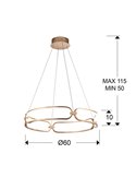 Suspension COLETTE Ø60 LED 54W 4860 lm Dimmable 0-10V Or rose
