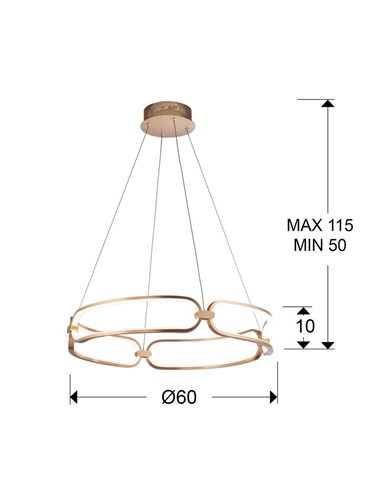 Lámpara colgante COLETTE Ø60 LED 54W 4860 lm dimable 0-10V Oro rosa