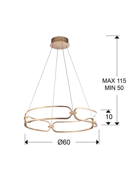 Lámpara colgante COLETTE Ø60 LED 54W 4860 lm dimable 0-10V Oro rosa