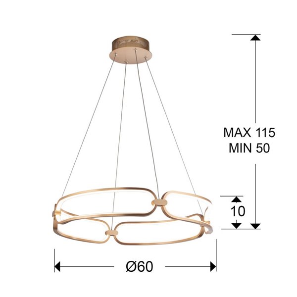 Suspension COLETTE Ø60 LED 54W 4860 lm Dimmable 0-10V Or rose