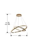 Lámpara colgante ORBITAS 2 aros LED 68W 4700 lm dimable APP TUYA Oro