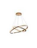 Suspension ORBITS avec 2 anneaux LED, 68 W, 4700 lm, intensité variable via l'application TUYA, Or
