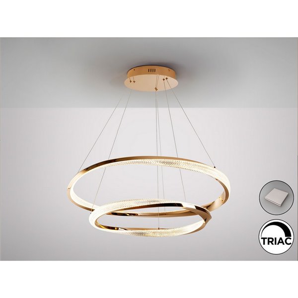Lámpara colgante ORBITAS 2 aros LED 68W 4700 lm dimable APP TUYA Oro