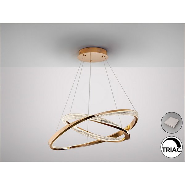 Lámpara colgante ORBITAS 2 aros LED 68W 4700 lm dimable APP TUYA Oro