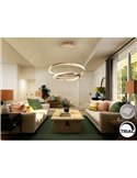 Suspension ORBITS avec 2 anneaux LED, 68 W, 4700 lm, intensité variable via l'application TUYA, Or