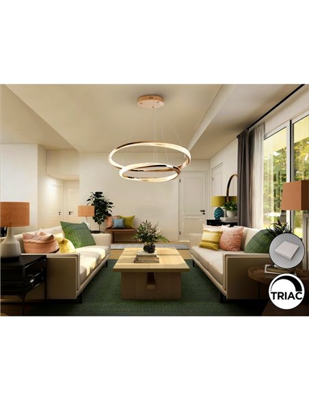 Lámpara colgante ORBITAS 2 aros LED 68W 4700 lm dimable APP TUYA Oro