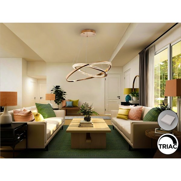 Lámpara colgante ORBITAS 2 aros LED 68W 4700 lm dimable APP TUYA Oro