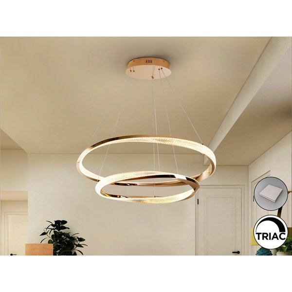 Lámpara colgante ORBITAS 2 aros LED 68W 4700 lm dimable APP TUYA Oro