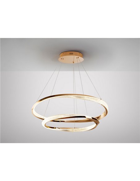 Lámpara colgante ORBITAS 2 aros LED 68W 4700 lm dimable APP TUYA Oro