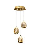 Plafonnier ROCÍO, 3 LED, 15 W, 1440 lm, cristal, effet goutte d'eau, doré