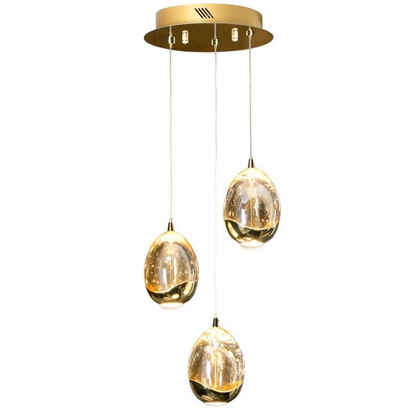 Lámpara de techo ROCÍO 3 luces LED 15W 1440 lm cristal, efecto lágrimas Oro