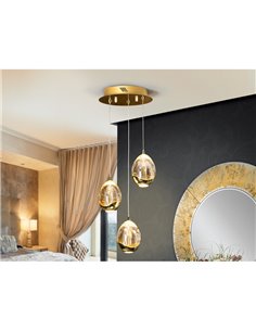 Lámpara de techo ROCÍO 3 luces LED 15W 1440 lm cristal, efecto lágrimas Oro 2