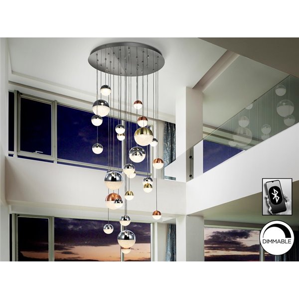 Lámpara colgante grande SPHERE Ø80 27 luces LED 147,6W 10330 lm CCT Bluetooth