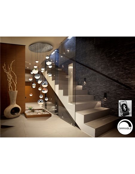 Lámpara colgante grande SPHERE Ø80 27 luces LED 147,6W 10330 lm CCT Bluetooth