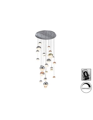 Lámpara colgante grande SPHERE Ø80 27 luces LED 147,6W 10330 lm CCT Bluetooth