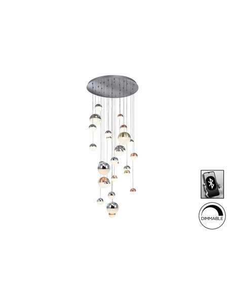 Lámpara colgante grande SPHERE Ø80 27 luces LED 147,6W 10330 lm CCT Bluetooth