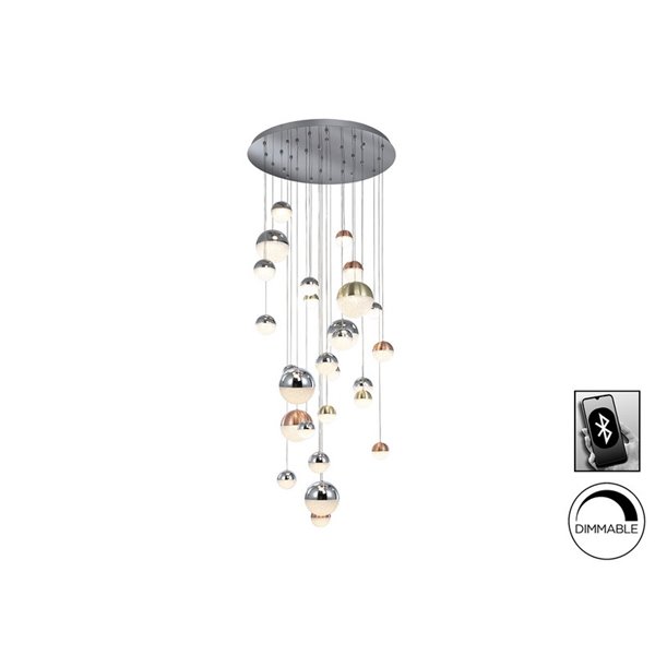 Lámpara colgante grande SPHERE Ø80 27 luces LED 147,6W 10330 lm CCT Bluetooth