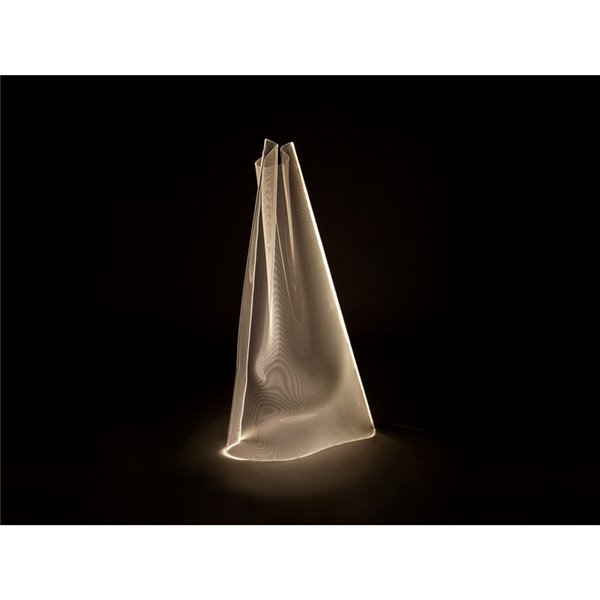 Luminária de chão VELOS LED 24W 1500 lm, em metacrilato microimpresso, com acabamento em ouro rosa.