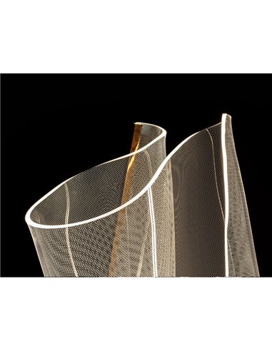 Luminária de chão VELOS LED 24W 1500 lm, em metacrilato microimpresso, com acabamento em ouro rosa.