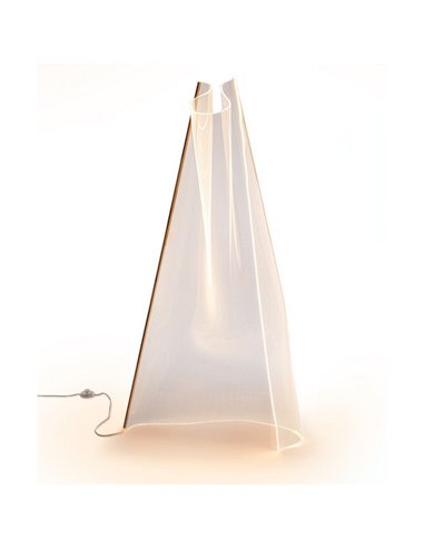 Luminária de chão VELOS LED 24W 1500 lm, em metacrilato microimpresso, com acabamento em ouro rosa.