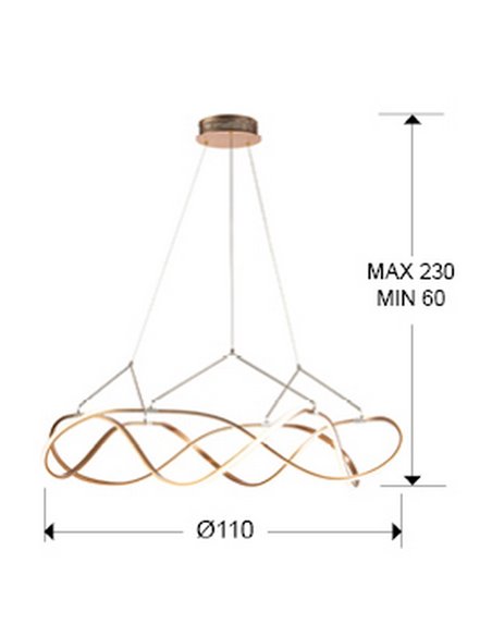 Lámpara de techo MOLLY LED 63W 5670 lm dimable TRIAC 0-10V Oro rosa