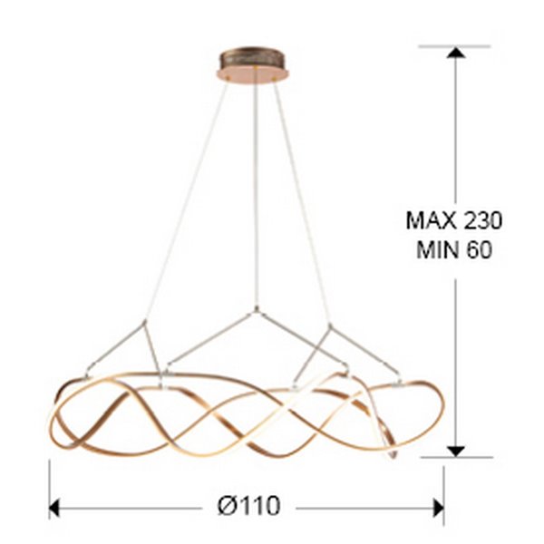 Lámpara de techo MOLLY LED 63W 5670 lm dimable TRIAC 0-10V Oro rosa