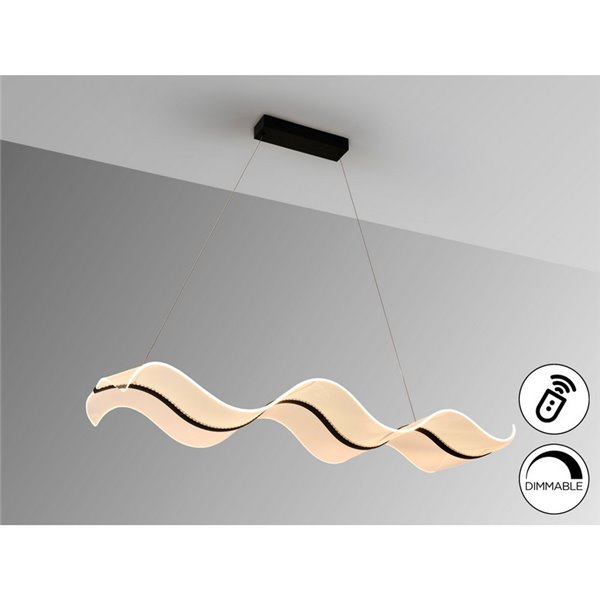 Lámpara de techo OLAS LED 40W 3100 lm dimable CCT, altura ajustable Negro