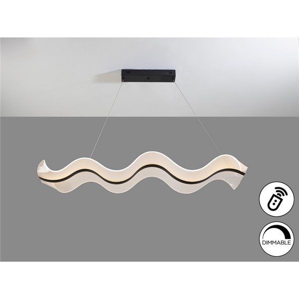 Plafonnier LED OLAS 40 W 3100 lm, intensité variable, couleur noire, hauteur réglable