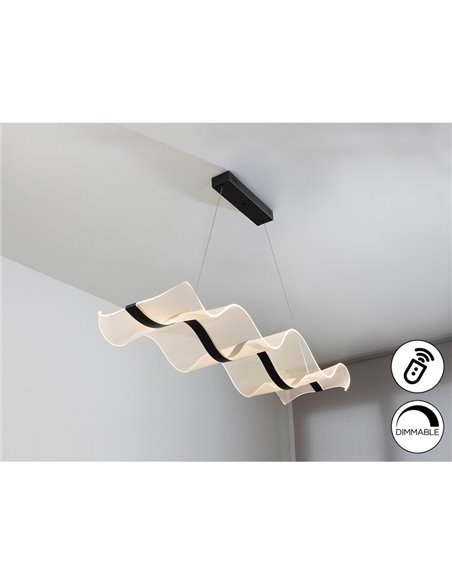 Plafonnier LED OLAS 40 W 3100 lm, intensité variable, couleur noire, hauteur réglable