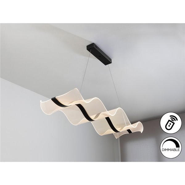 Lámpara de techo OLAS LED 40W 3100 lm dimable CCT, altura ajustable Negro