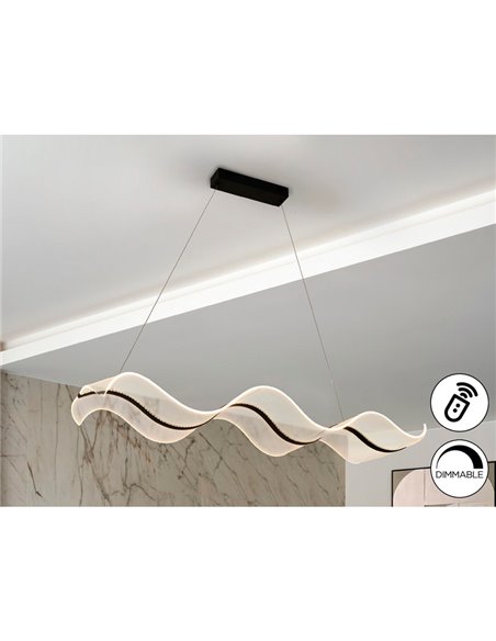 Lámpara de techo OLAS LED 40W 3100 lm dimable CCT, altura ajustable Negro